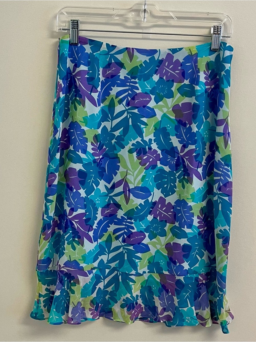 Womens Skirt Size 8 Silk Tropical Floral Print Boho Fairy Wedding Guest